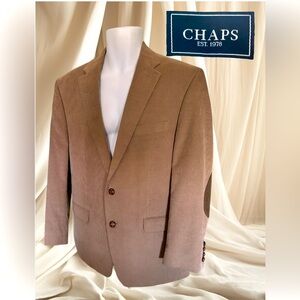 Chaps Ralph Lauren Corduroy Blazer 40R Tan Sport Jacket Coat Elbow Patches NWOT